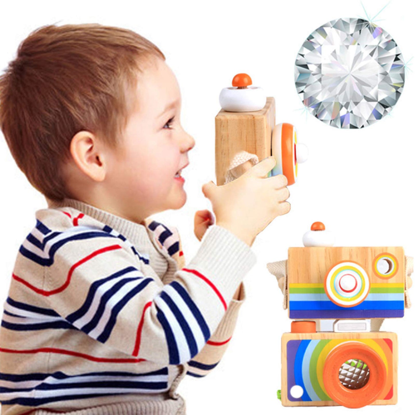 iKeelo Toy Camera, Magical Wooden Camera Kaleidoscope Toy, Classic Game Educational Camera Toys, Best Birthday Gift