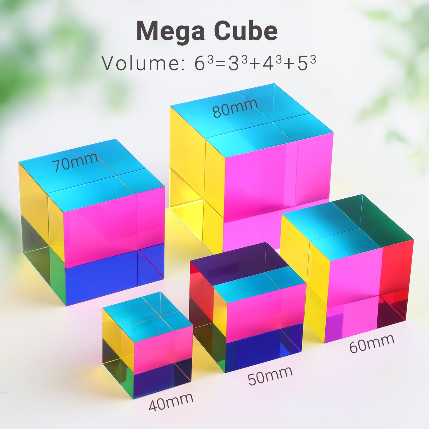 iKeelo Color Mixing Cube (60mm) with Stand - Cyan, Magenta, Yellow - Magic Optical Cube Novelty Physic Toy for Birthday and Christmas