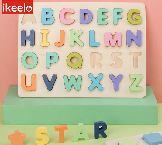 iKeelo Alphabet learning toy, Wooden ABC Learning Puzzles Toys, Preschool Educational for Girls Boys