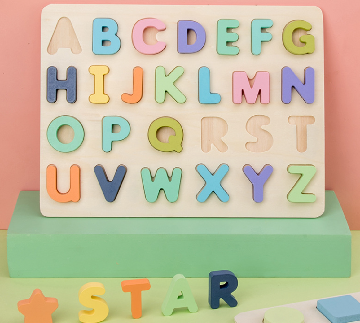 iKeelo Alphabet learning toy, Wooden ABC Learning Puzzles Toys, Preschool Educational for Girls Boys