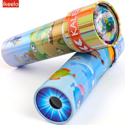 iKeelo Classic Tin Kaleidoscopes 2 Pack, Discover Hidden Animals, Crystal Clear View, Vintage Retro Toys in Gift Box