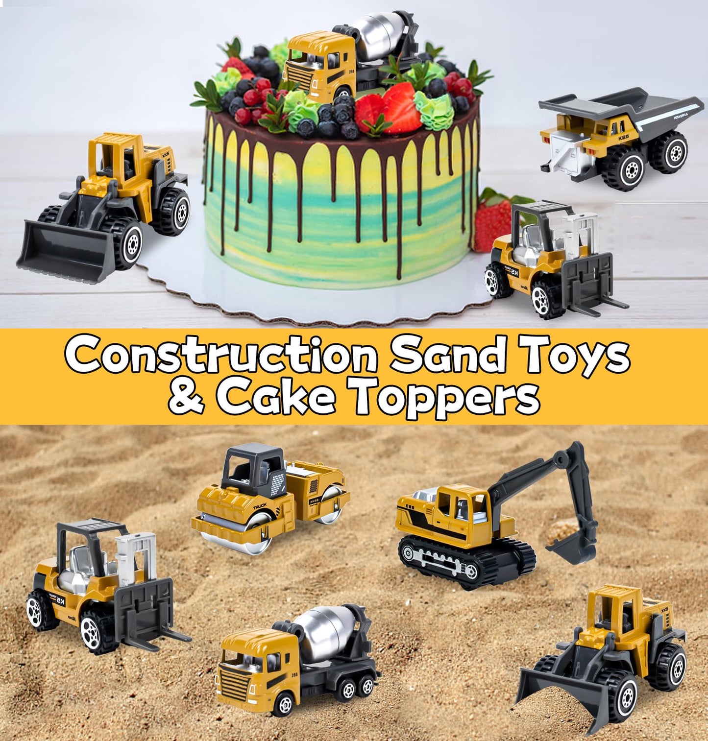 iKeelo Construction Toys 6pcs, Diecast Construction Trucks for Boys Age 3-7, Forklift Excavator Dump Tractor Alloy Toy Cars, Kids' Play Vehicles