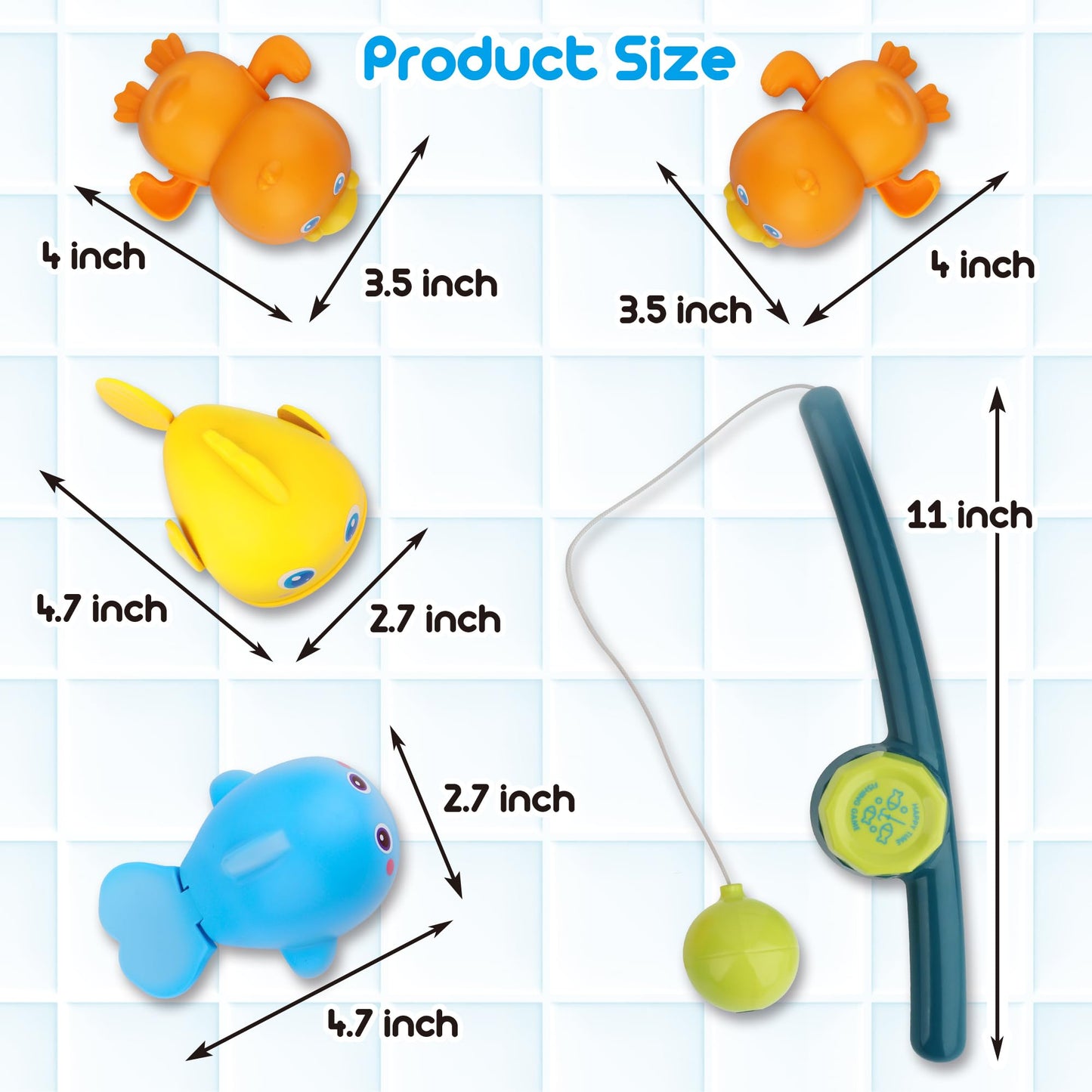 iKeelo Water Toys for Baby, Magnetic Fishing Games Kids Bathtub Toys, Mold Free Wind-up Toys Swimming Fish Duck Whale Floating Water Toys for Kids Baby Infant